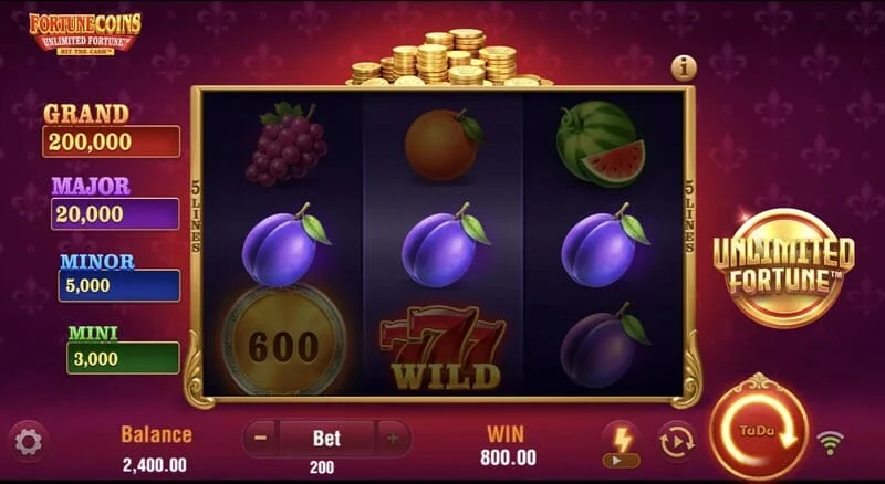 Fortune Coins Unlimited Fortune - meyve sembolleriyle 3x3 temel ızgara
